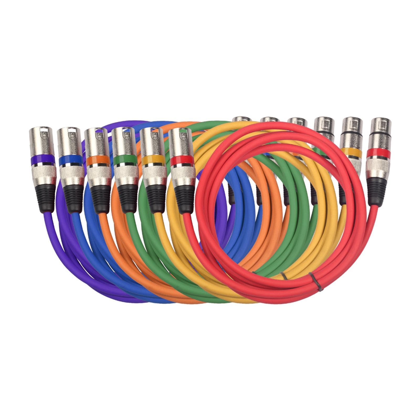 6pcs 1.5M/5ft XLR Cable DMX Stage Light Cable 3-Pin XLR Male to Female Plug Black PVC Jack for multicolour