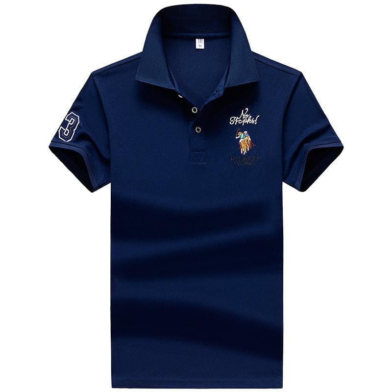 Men 'S Polo Shirt Short -Sleeved T -Shirt Spring And Summer Lapel Half -Sleeved Bottoming Shirt XL ultramarine blue