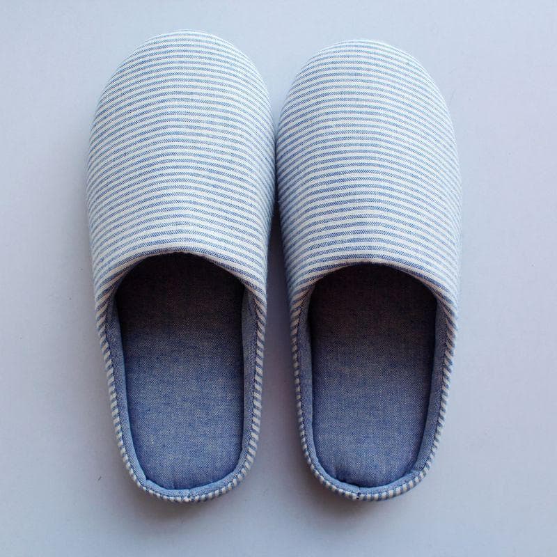 Japanese-Style Cotton Slippers: Silent, Non-Slip, Soft-Soled Indoor Footwear for Men and Women Size 38-39 sky blue
