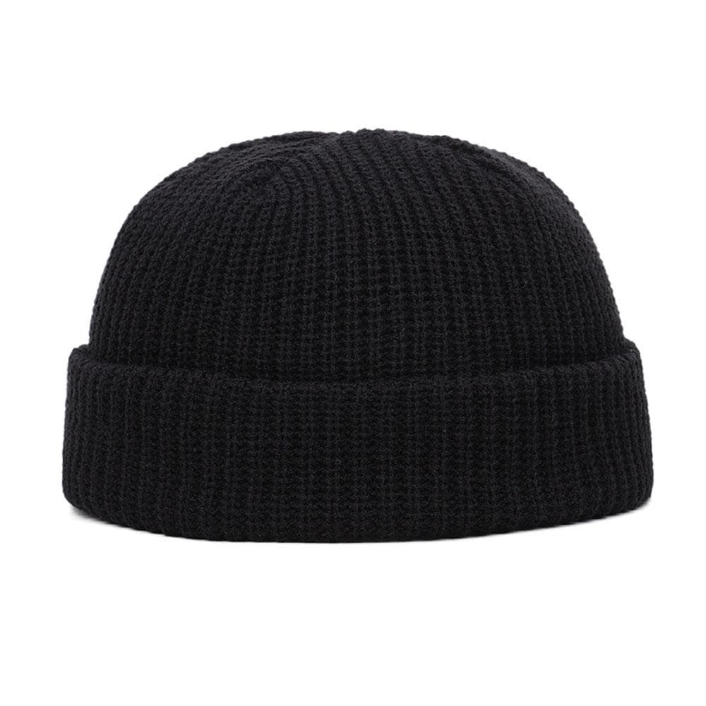 Winter Warm Beanies Casual Short Thread Hip Hop Hat Adult Men Female Wool Knitted Skull Cap Elastic Unisex One Size black
