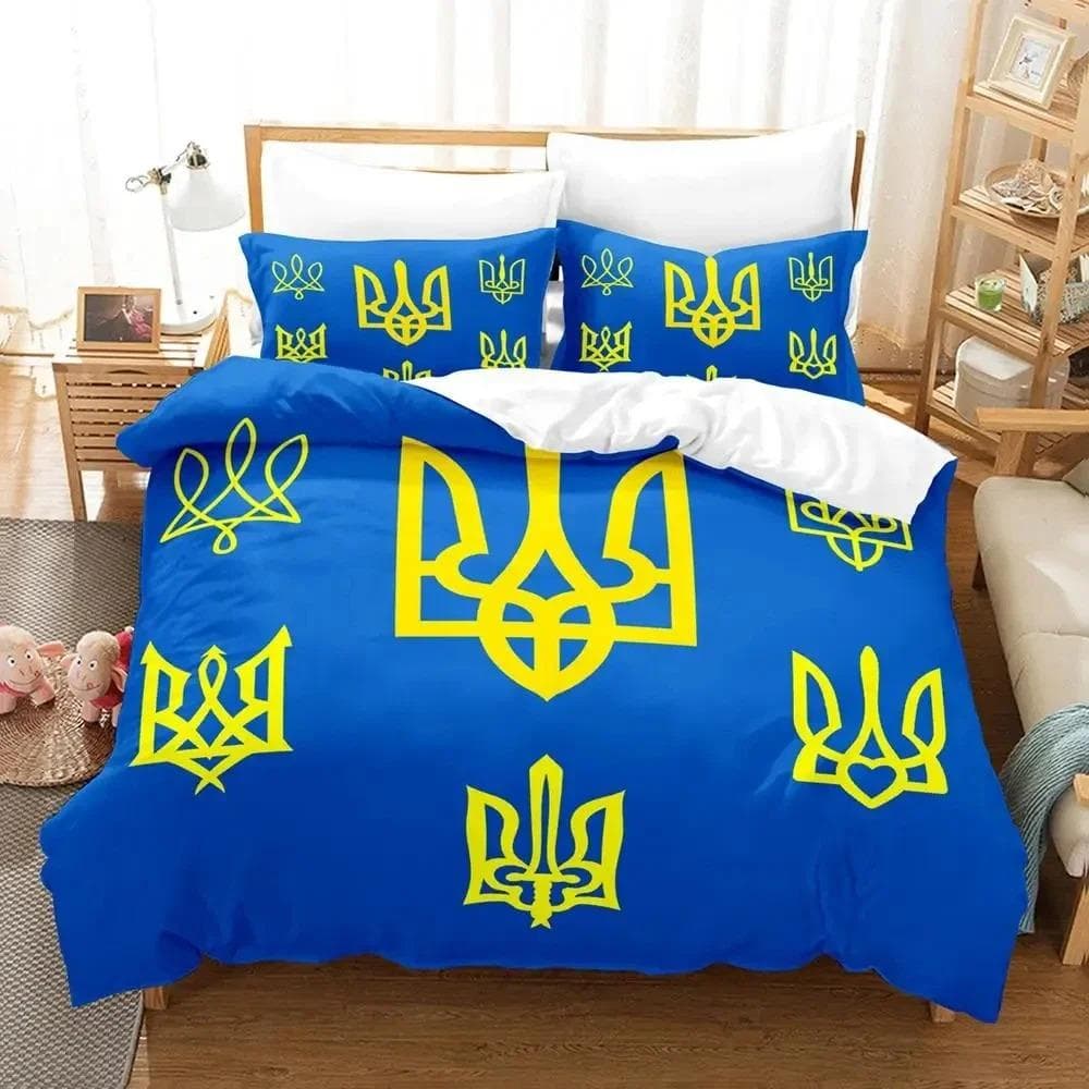 3D Print Ukrainian Flag UKRAINE Bedding Set Duvet Cover Bed Set Quilt Cover Pillowcase Comforter king Queen Size Boys Adult EU Single 135x200cm
