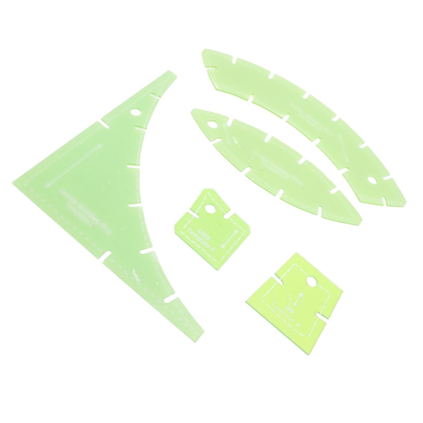 5 Pcs Quilting Template Set Multi Functional Transparent Green Plastic Sewing Cutting Templates