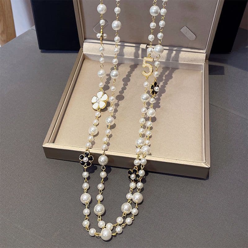 Pearl Necklace Pearl Sweater Fragrance Style Double Layer Premium Long Multi-layer Versatile