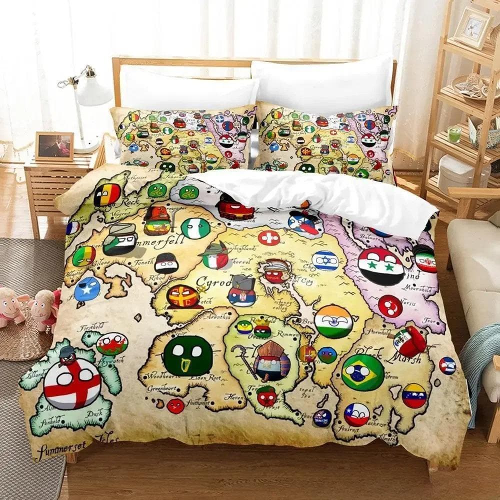 New Countryball Polandballs Bedding Set Single Twin Full Queen King Size Bed Set Adult Kid Bedroom Duvet cover Sets Cartoon 70x133cm 2pcs
