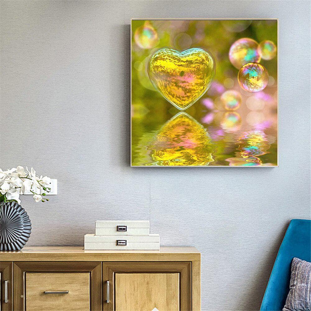 Diamond Mosaic Heart Diamond Painting Full Round Landscape Diamond Embroidery Rhinestones Picture 30x30CM