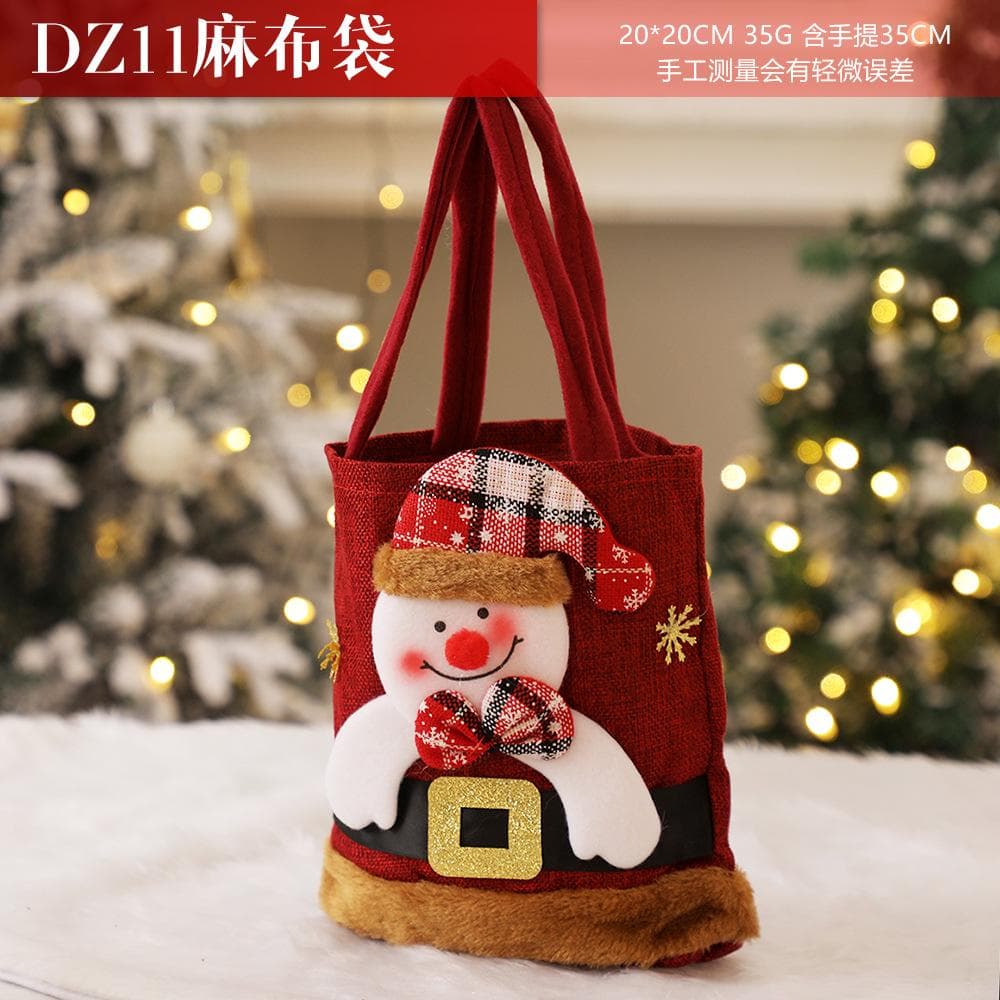 Christmas Decorations Christmas Cloth Bag Backpack Brushed Cloth Gift Bag Old Man Snowman 2024 New Year Gift Candy Bag Snowman Deer Gift Bag