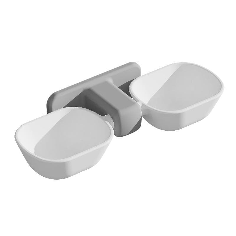 1PCS Wall Mounted Cat Bowl Pet Feeding Bowl Double Bowls Cat Dog Hanging Water Bowl Adjustable Height Food Basin For Pet white