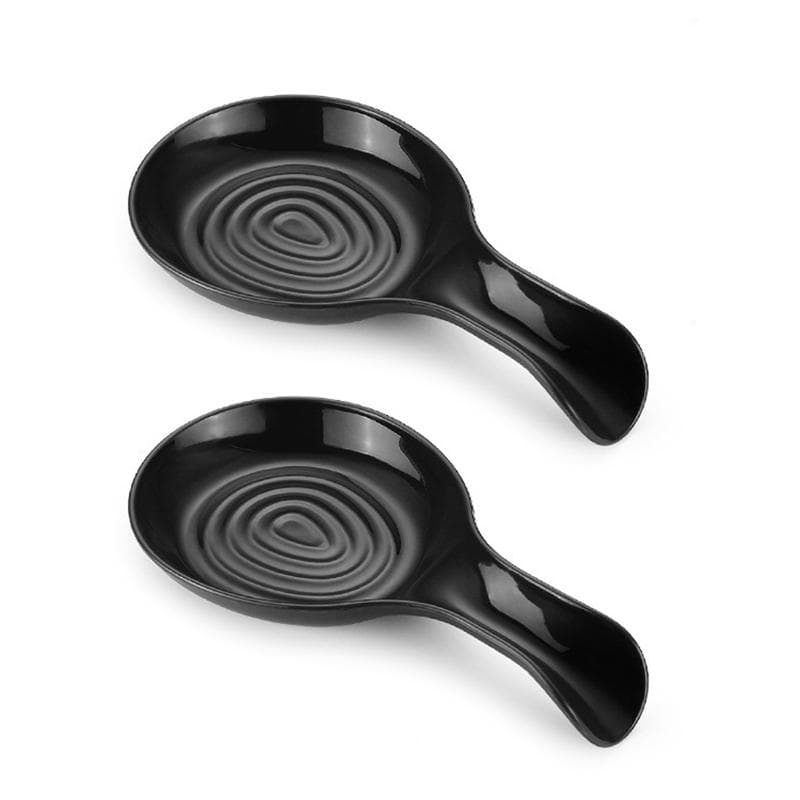 Spoon Rest Large Ceramic Spoon Holder Heat-Resistant Cooking Spoon Rest Coffee Spoon Holder Dishwasher Safe Ceramic Spoon Rest black