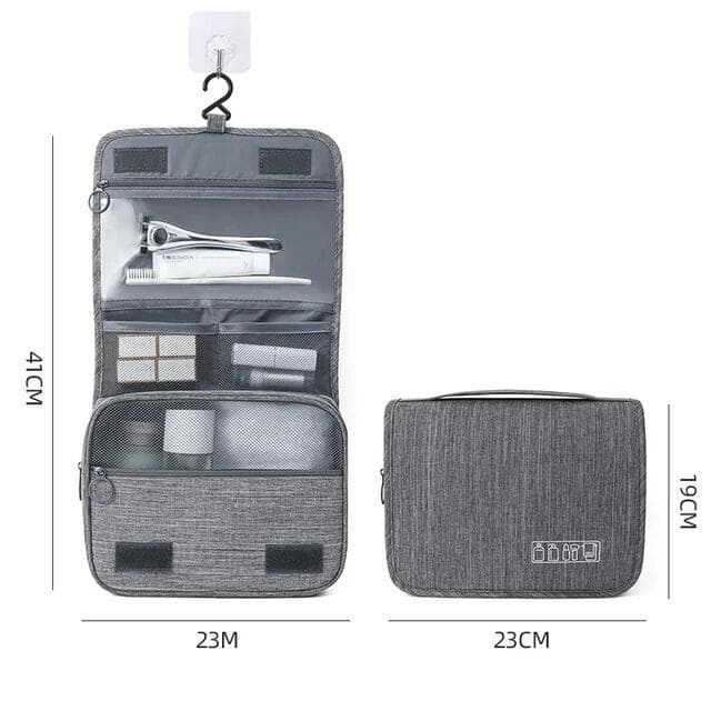 Oxford Fabric Men Business Portable Storage Bag Toiletries Organizer Women Cosmetic Bag Waterproof Hanging Travel Wash Pouch grey