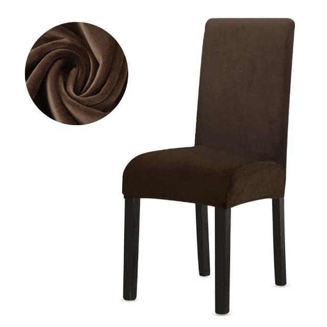 Super Soft Velvet Chair Covers Dining Room High Stretch Chair Seat Cover Plain Spandex Seat Cover for Kitchen Office light grey