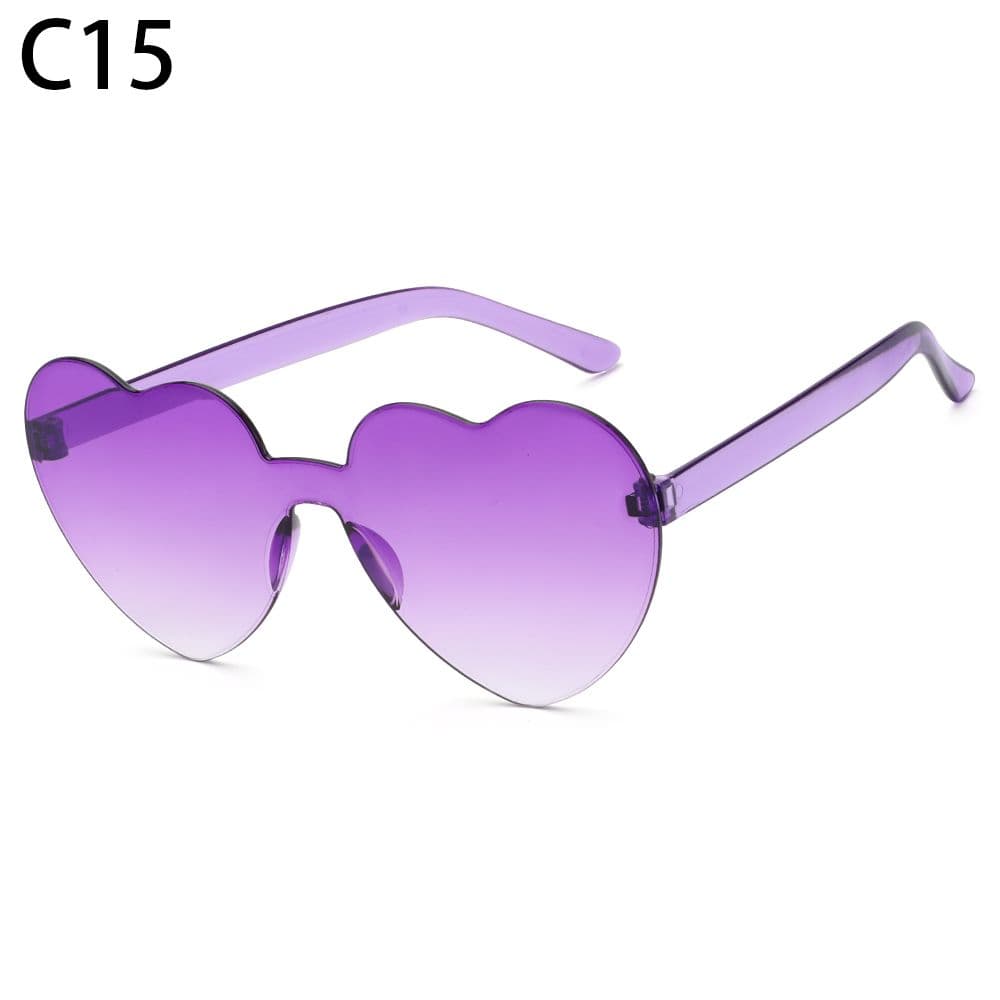 Trendy Candy Color Heart Sunglasses for Women Rimless Eyewear Fashion Accessories