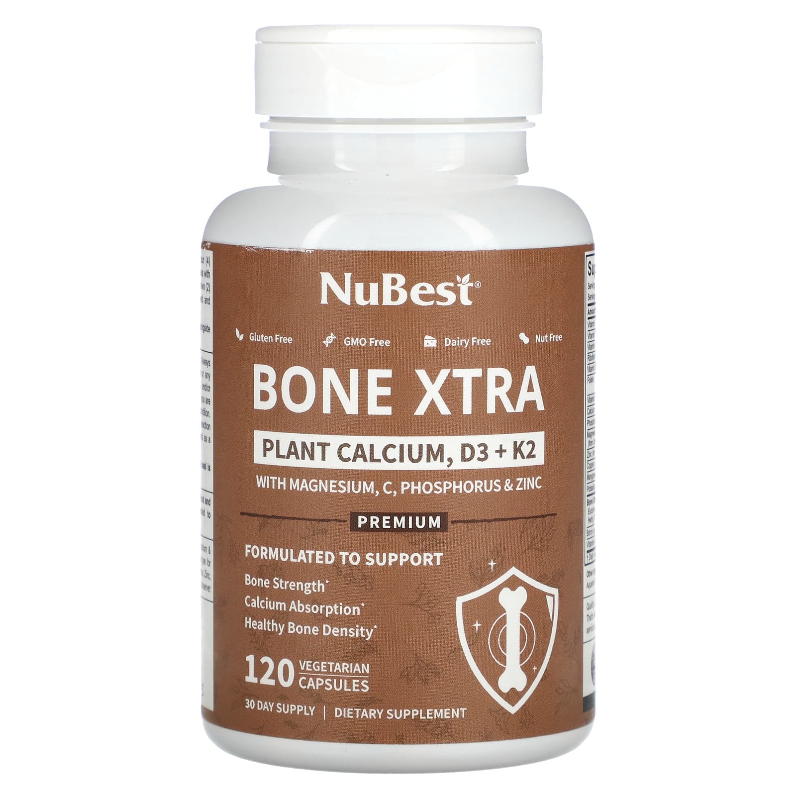 NuBest, Bone Xtra, Vegetable Calcium, D3 + K2, 120 Veggie Capsules