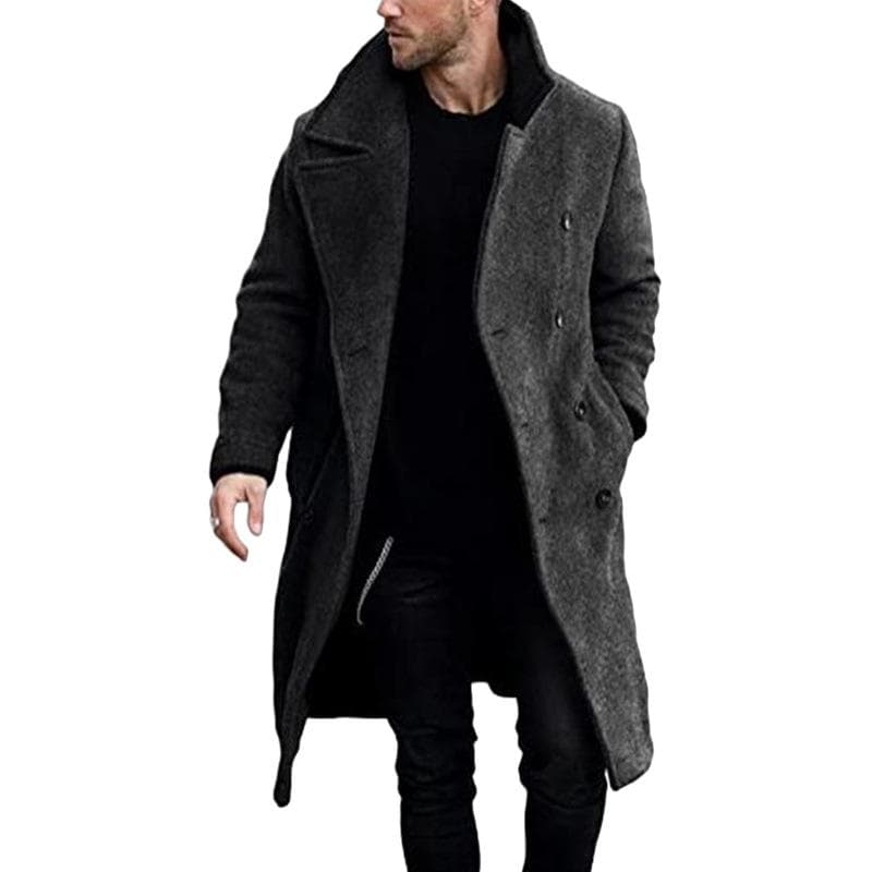 Large Size Autumn and Winter Woolen Coat Men's Woolen Trench Coat XL