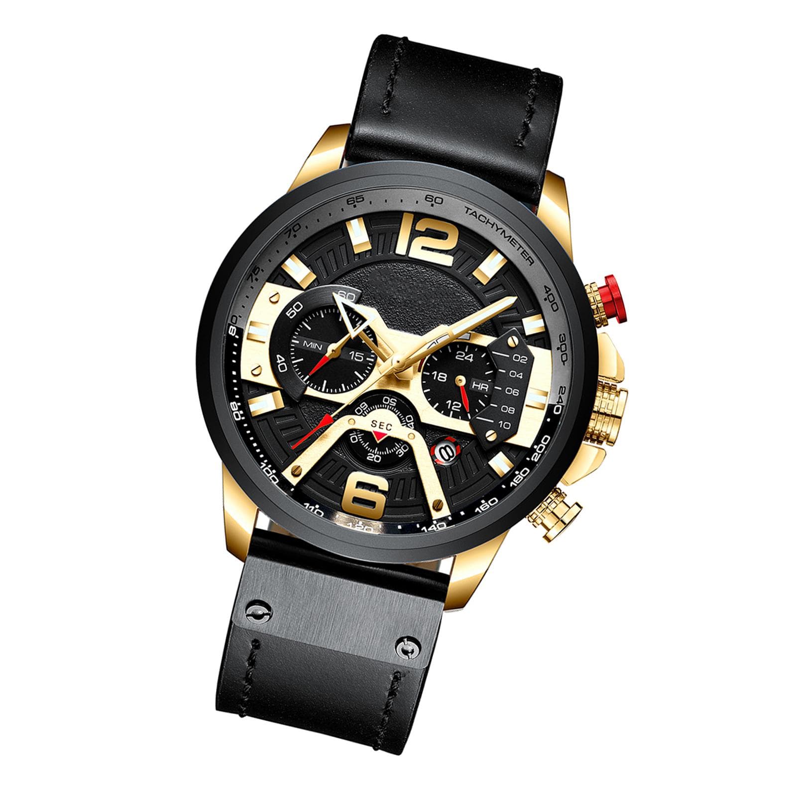 CURREN 8329 Quartz Watch Business Men Simple Sport Wristwatch Three Sub-Dials Calendar Second gold