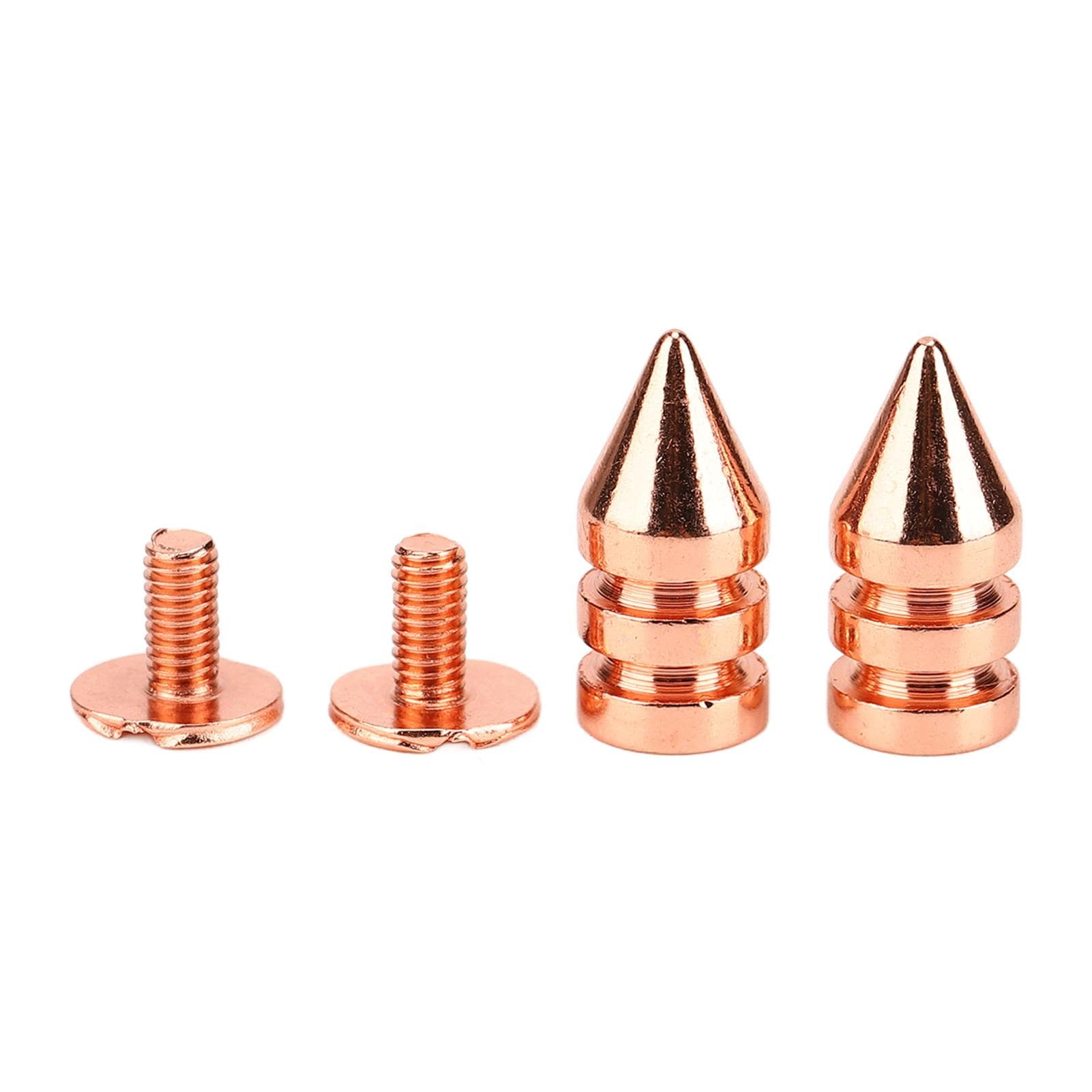 100 Sets Spiked Cone Spike Stud High Hardness Metal Plating Rose Gold Screw Back Studs Spikes Kit 7x15MM