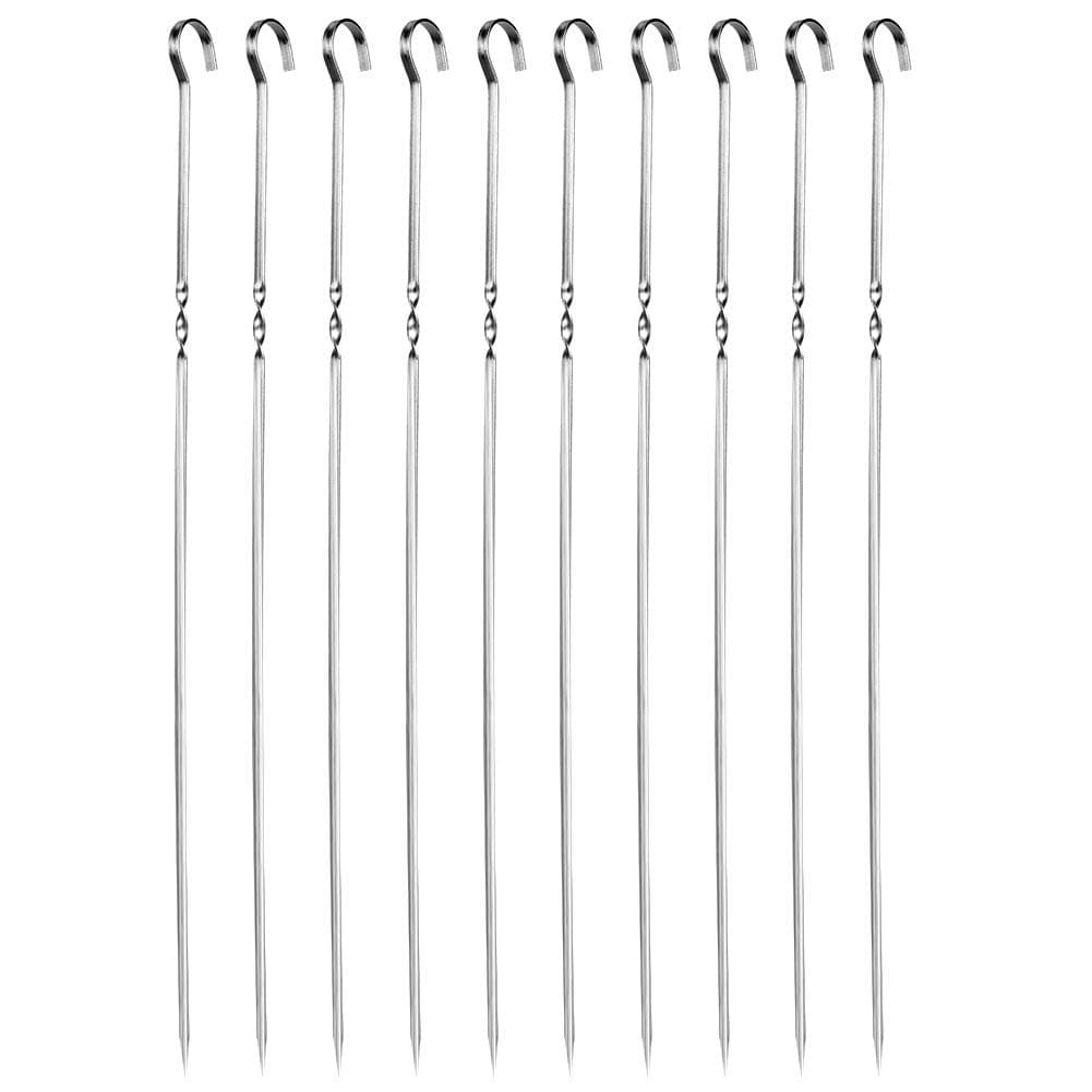 10Pcs Stainless Steel Barbecue Flat Skewer Grilling Tool for Party Outdoor Activities