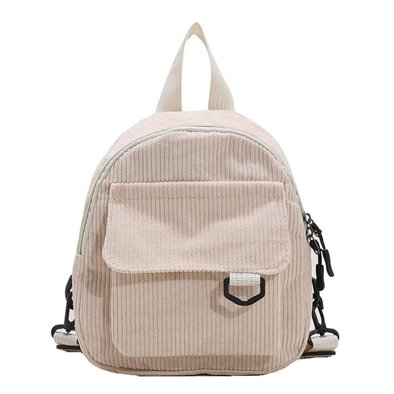 Women's Mini Backpack Fashion Solid Color Corduroy Small Simple Casual Traveling Large Capacity Durable Female's Schoolbag One Size beige