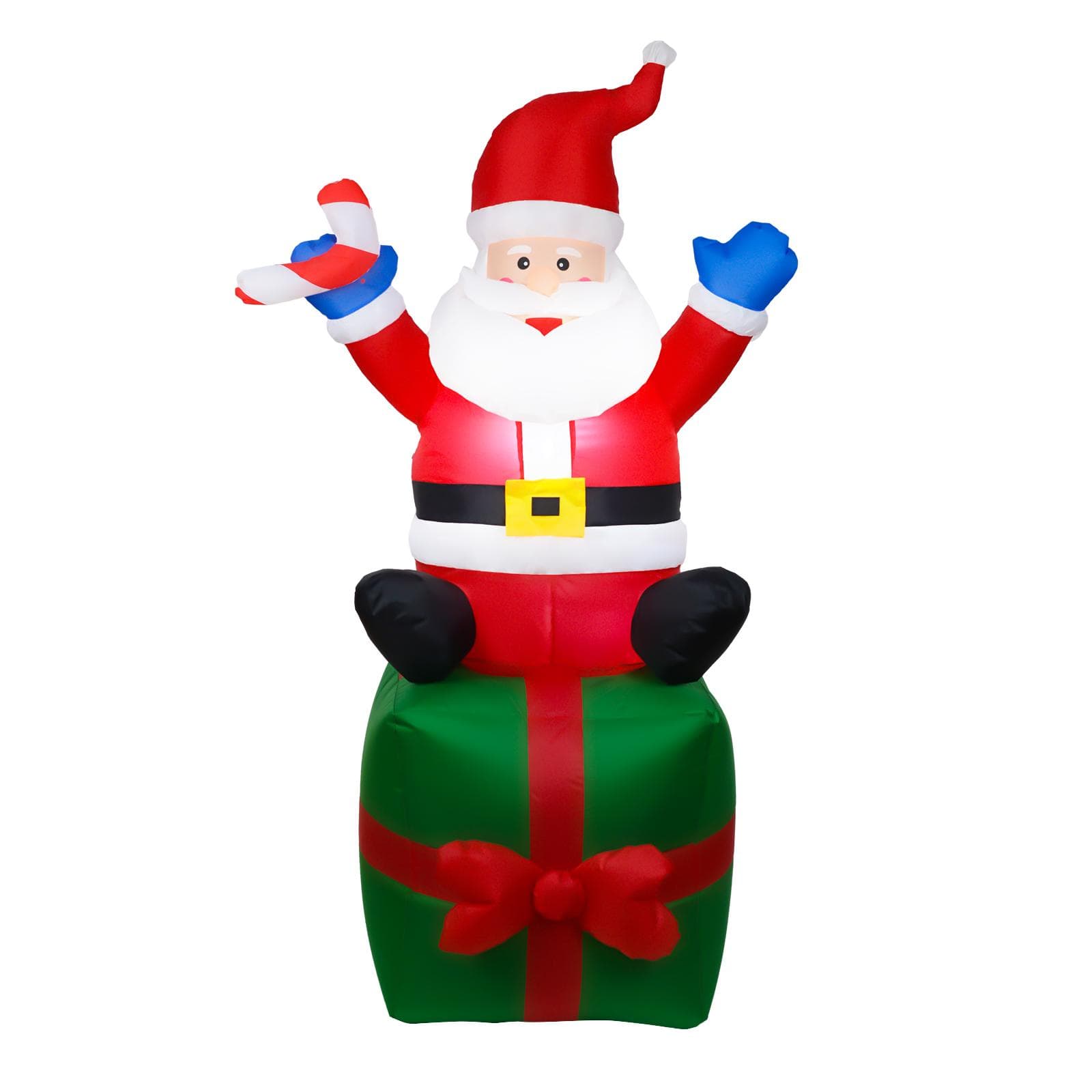 6 FT Christmas Inflatables Santa Claus Waterproof 6 LED Lighted Giant Blow Up Santa Gift Box with EU Plug red