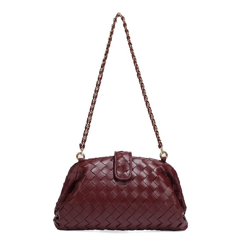 Woven Bag, Clutch Bag, Personalized Cloud Bag, Fashionable Single-shoulder Crossbody Women's Bag, Chain Clip Shell Bag
