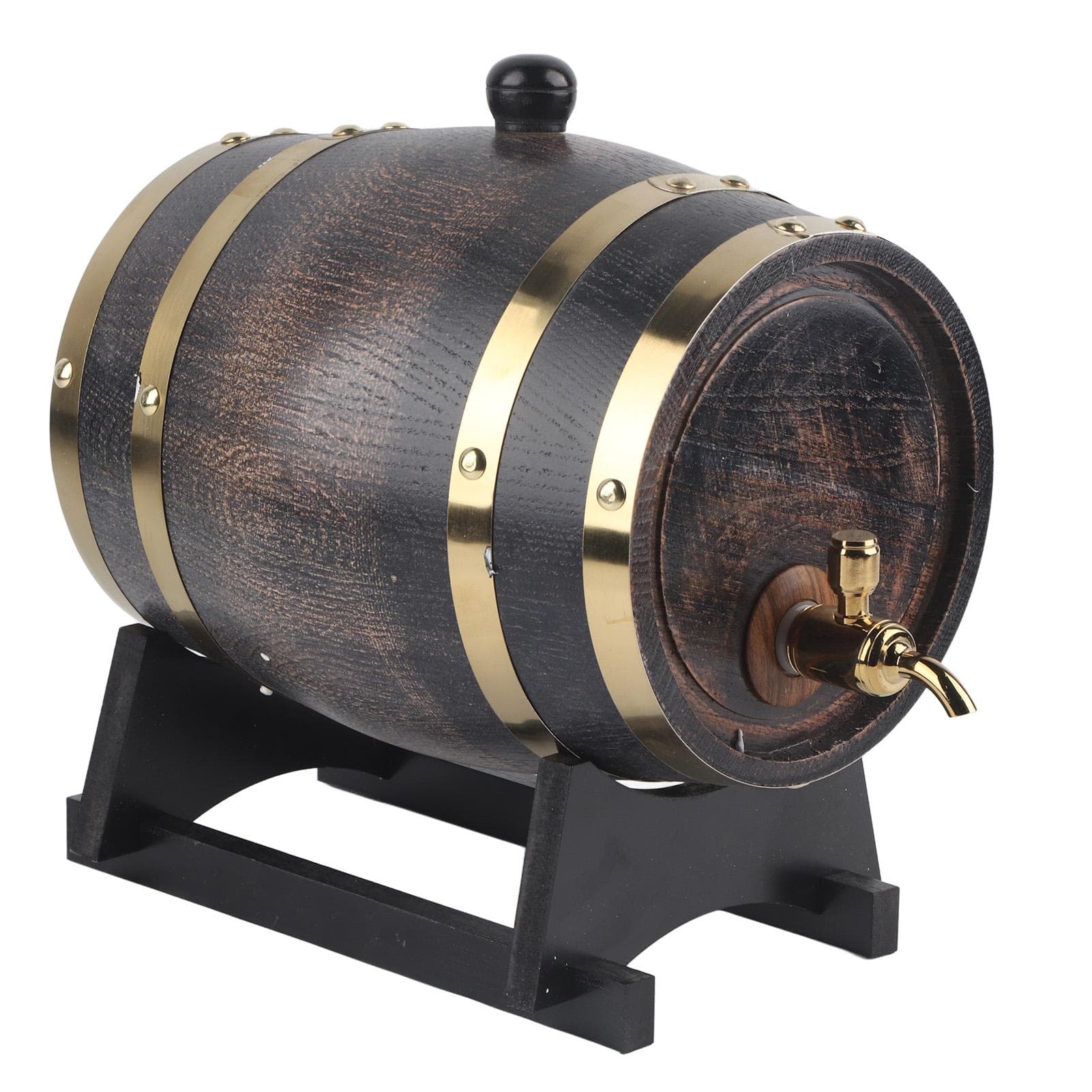 3L Retro Striped Black Wine Brandy Whisky Barrel Oak Red Wine Bucket Container with Faucet