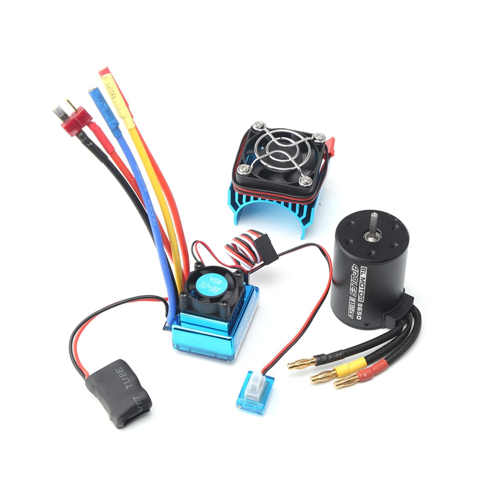 3650 Brushless Motor 3100KV with 45A Brushless ESC HeatSink for 1/8 1/10 RC Car RC Boat Part 45A multicolour