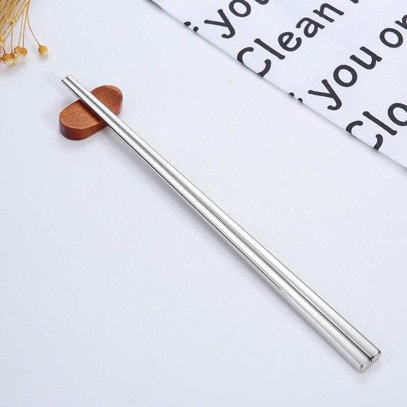 1 Pair Stainless Steel Chopsticks Portable Non-slip Food Sticks Tableware 23cm Chinese Chopsticks Tableware Kitchen Tools silver