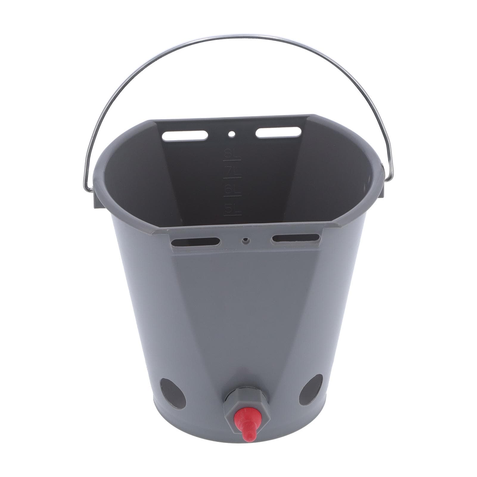 8L Feeder Bucket Farm Livestock FoodGrade Plastic Feeding Barrel with 5 Nipples Gray(For Lamb )