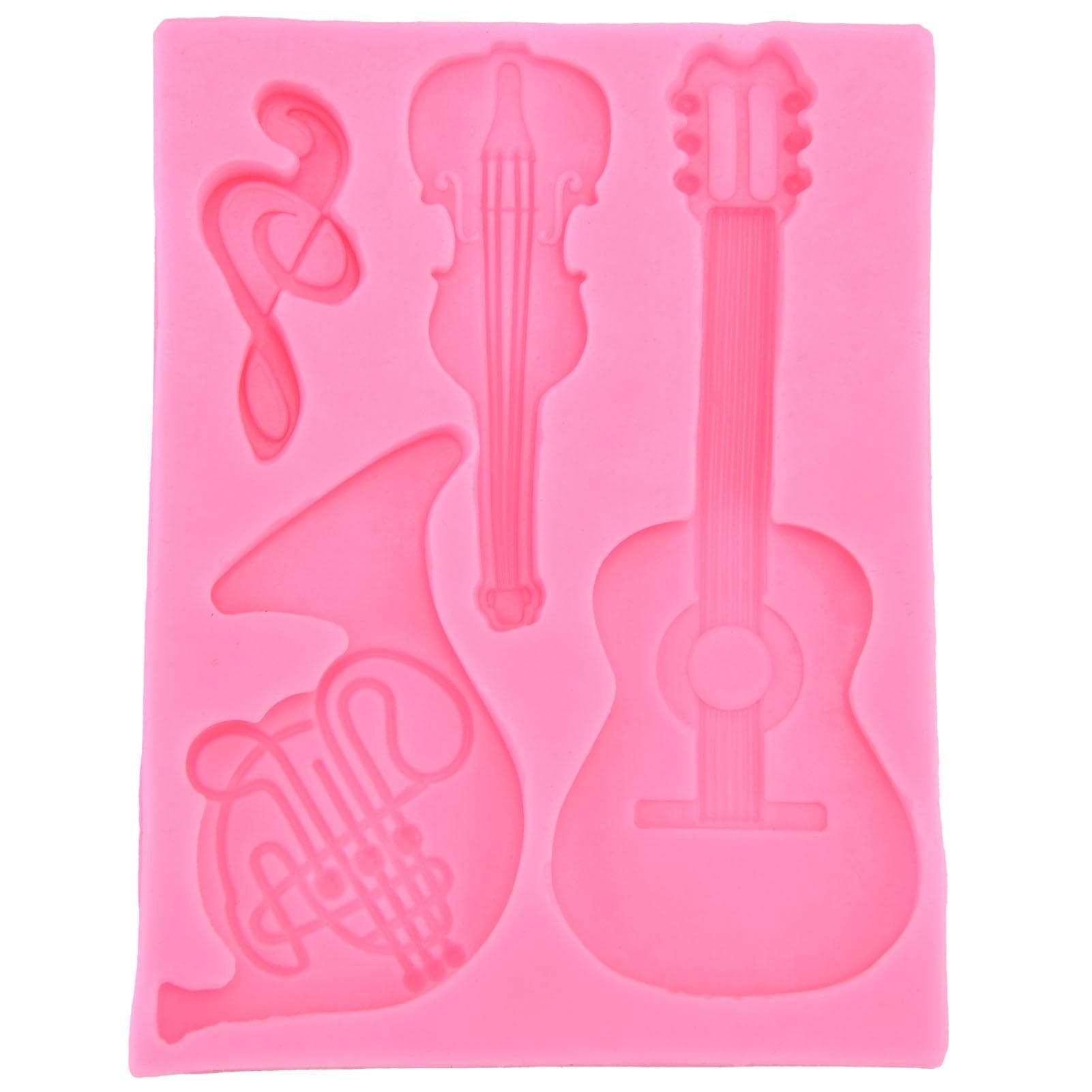 Guitar Shape Silicone Mold Chocolate Fondant Cake Decoration Mold for Home Bakery Kitchen
