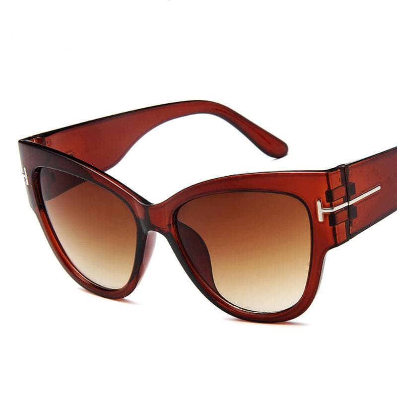 New Creative Sunglasses Retro Fashion Men Large Frame Women's T-shaped Dark Glasses Well Made dark brown