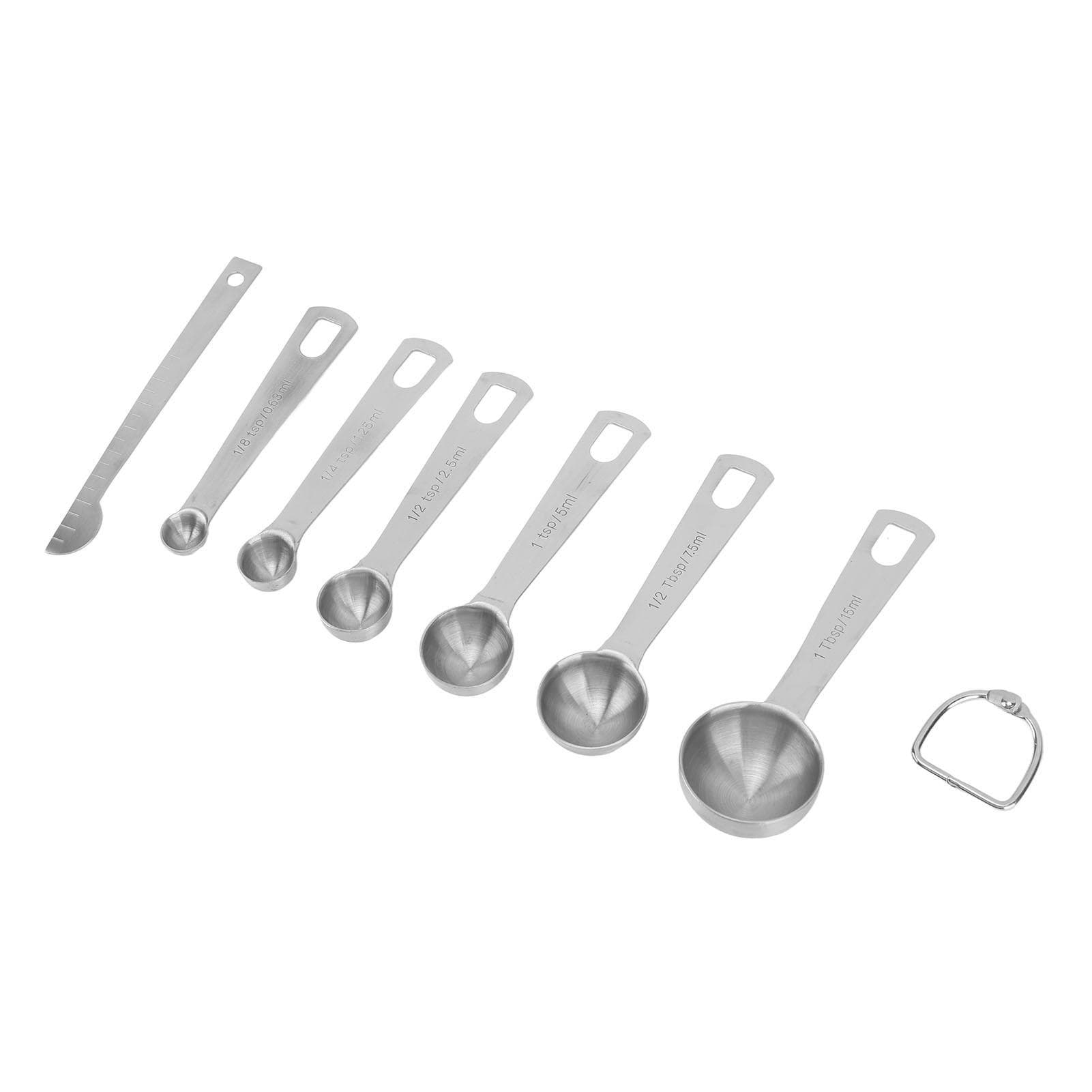 7 PCS Measuring Spoons Set with Leveler Stainless Steel Baking Measure Spoons Set for Baking