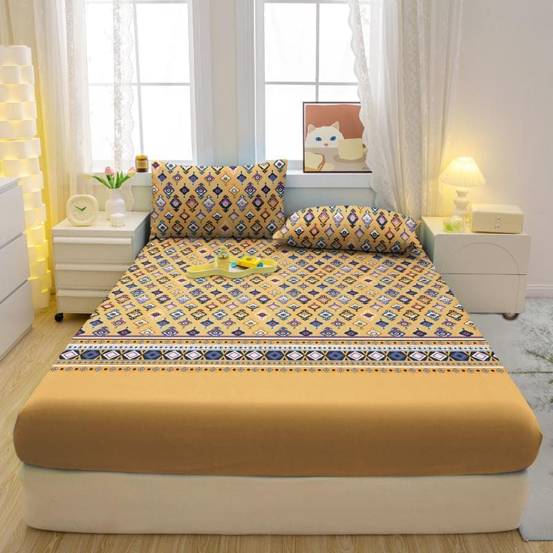 3-Piece Simple Modern Bohemia Pattern Matte Three Piece Fitted Sheet Set, Bedroom Printed Bed Cover Set, Bedding 90x200cm