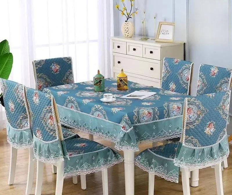 Modern Universal Chair Cover European Lace hem Dining Table Cloth Cushion Set Printed Household Chair Cushion Cover 110x160cm 1pcs