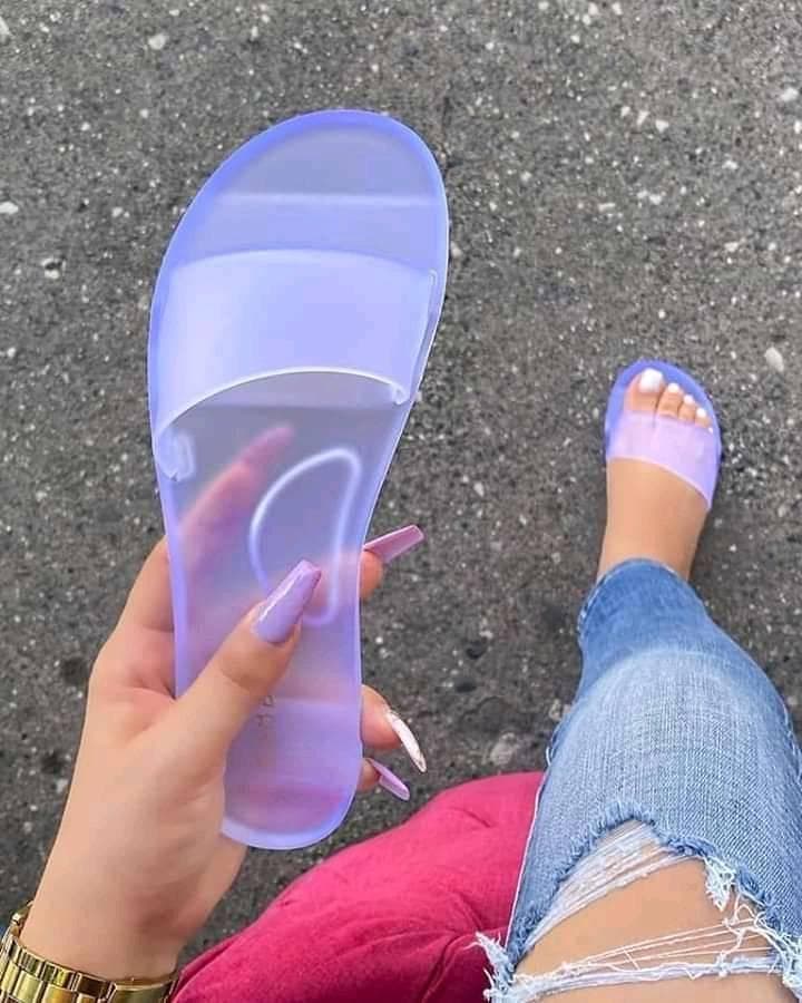Woman's Sandals Sexy Summer Shoes Woman Slip on Fashion Slides Ladies Transparent Flats Shoes Flat Flip Flop Beach Large Size 42 41 transparent