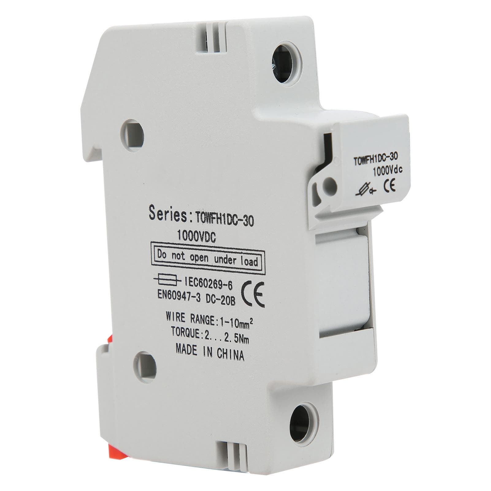Fuse Holder Base DIN Rail Mount Power Distribution Control Equipment TOWFH1DC 1000VDC 1P10A