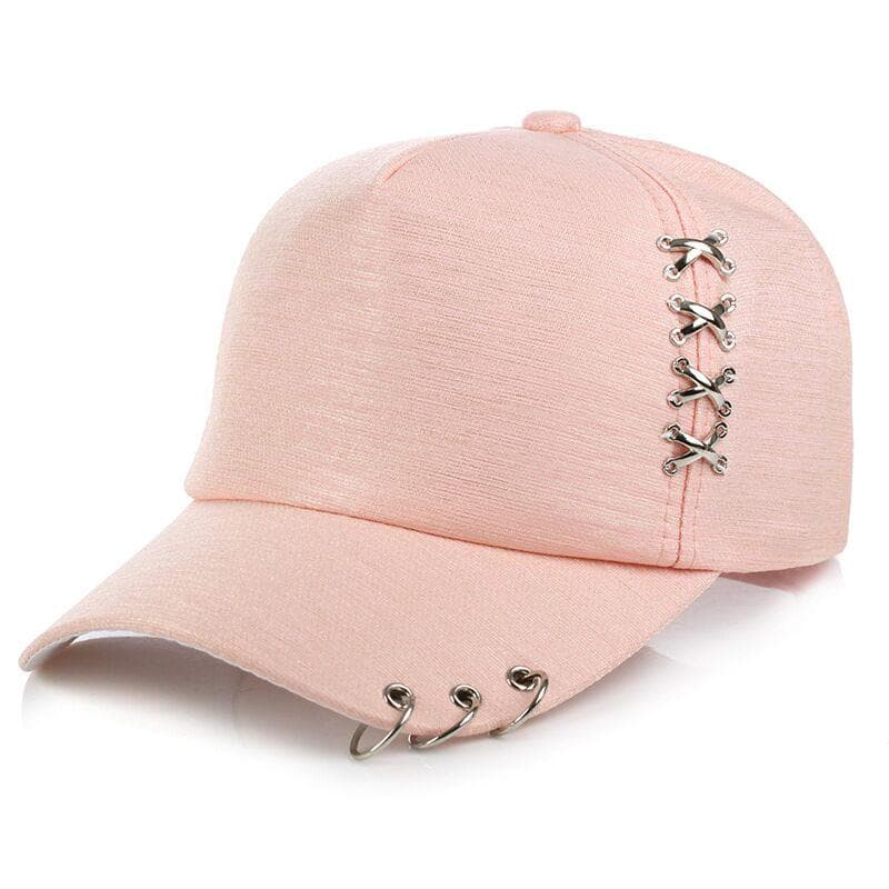 Hat Creative Piercing Ring Baseball Cap Punk Gorras Bone Masculino Feminino Beisbol Hip Hop Snap pink