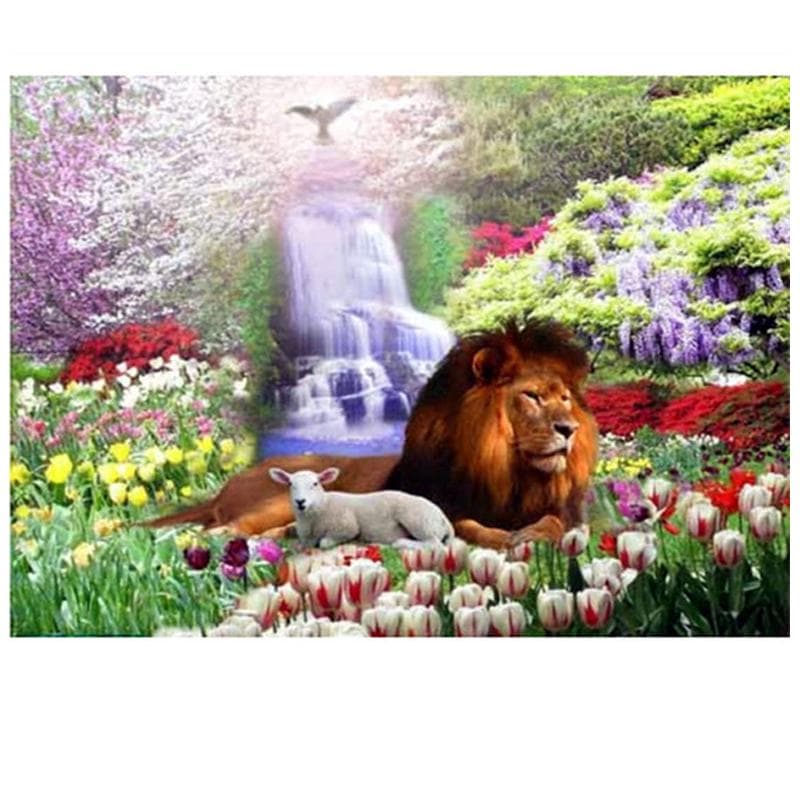 Diy Diamond Painting Waterfall Lion Full Diamond Embroidery Picture Cross Stitch Wedding Decoration 20X30CM