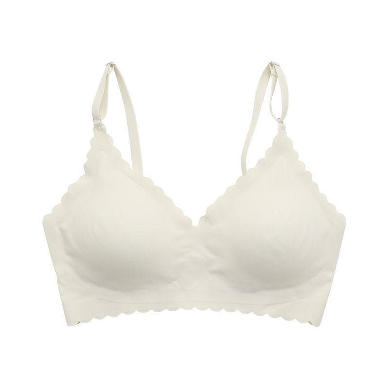 Sexy Seamless Ice Silk Bra Solid Color Ultra-thin Nude No-wire Bra Women's Sports Comfortable Underwear 2XL white