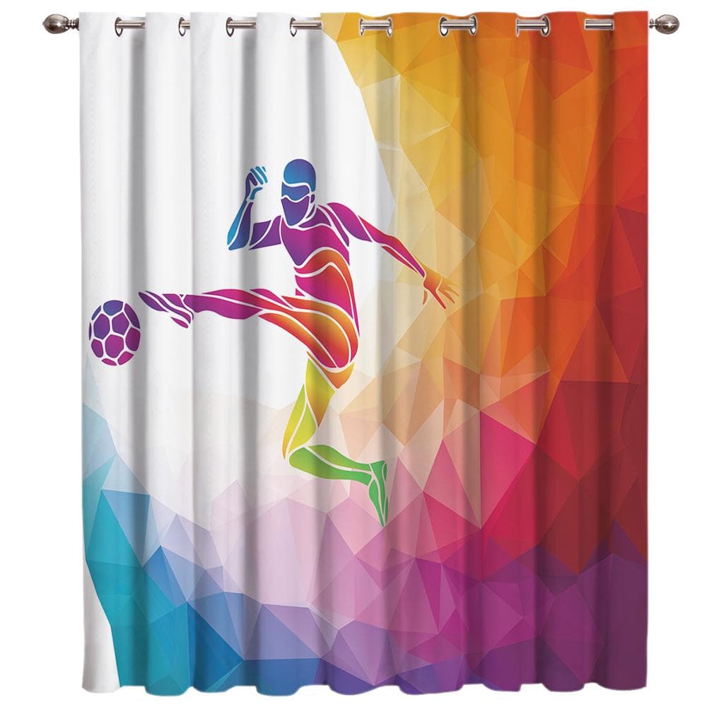 Soccer Curtains Balls Football Design Bedroom Kitchen Living Room Decoration Items Window Curtains For Living Room 135W x 60H(cm)