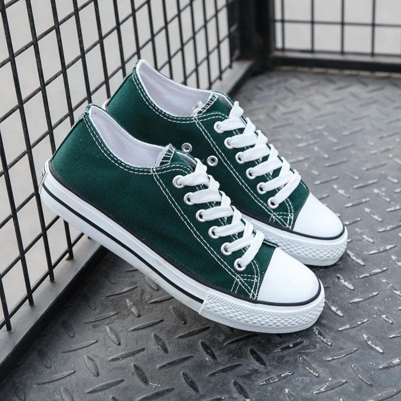 Fashion Canvas Shoes Couples Students Sports Solid Color Canvas Shoes 43 dark green