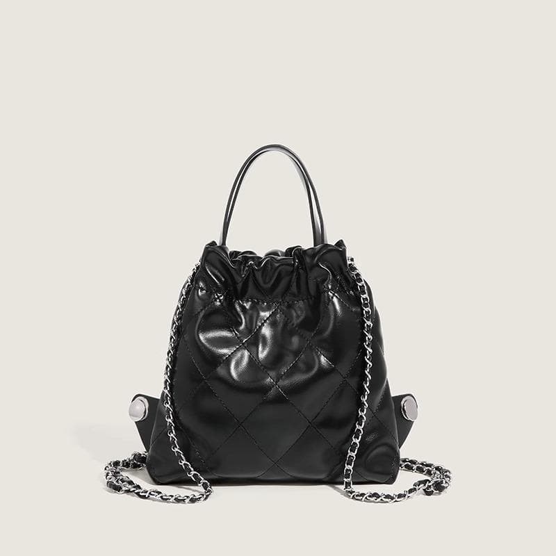 Small Fragrant Female Bag Niche Fashion Backpack Leisure Everything Diamond Lattice Chain Handbag black