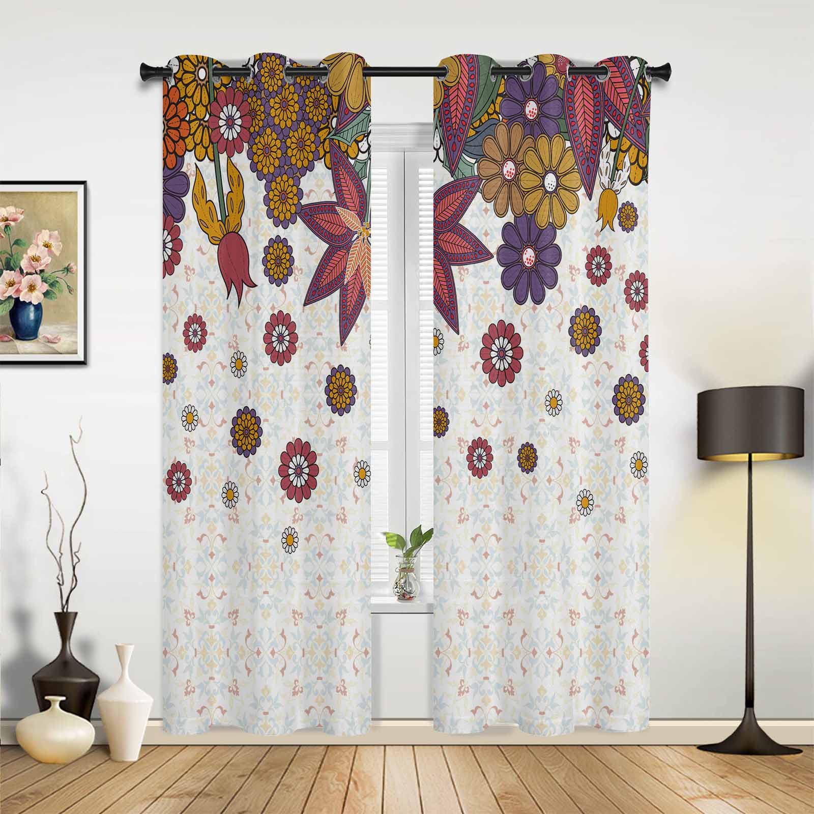 Autumn Owl Bird Fox Leaves Curtains for Bedroom Living Room Window Curtain Treatments Blinds Kitchen Home Decor Drapes 135W x 60H(cm) x1