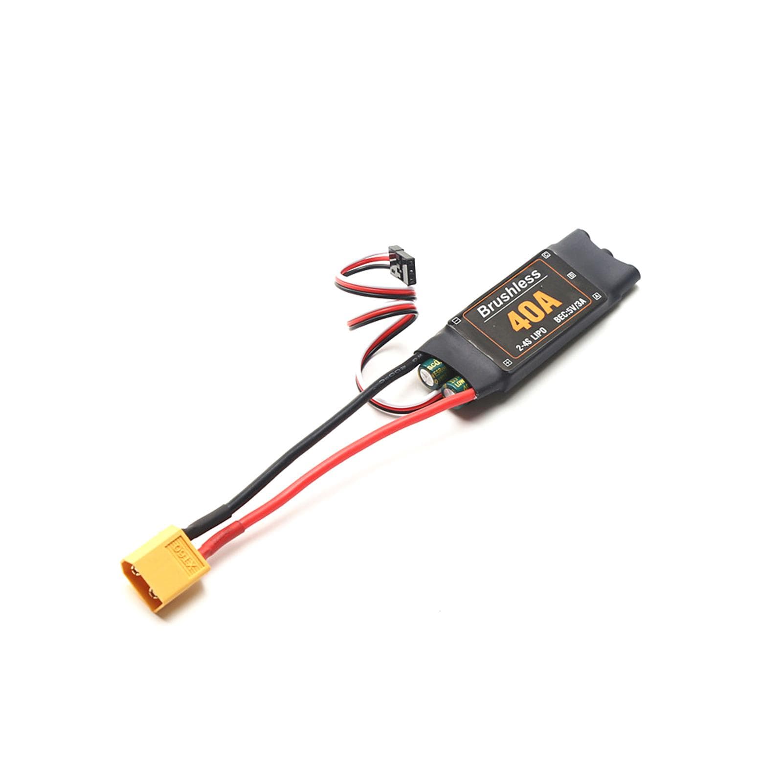 40A Brushless ESC 2-4S Electronic Speed Controller XT60 Plug with 5V 3A BEC 3.5MM Banana Head for XT60 plug black
