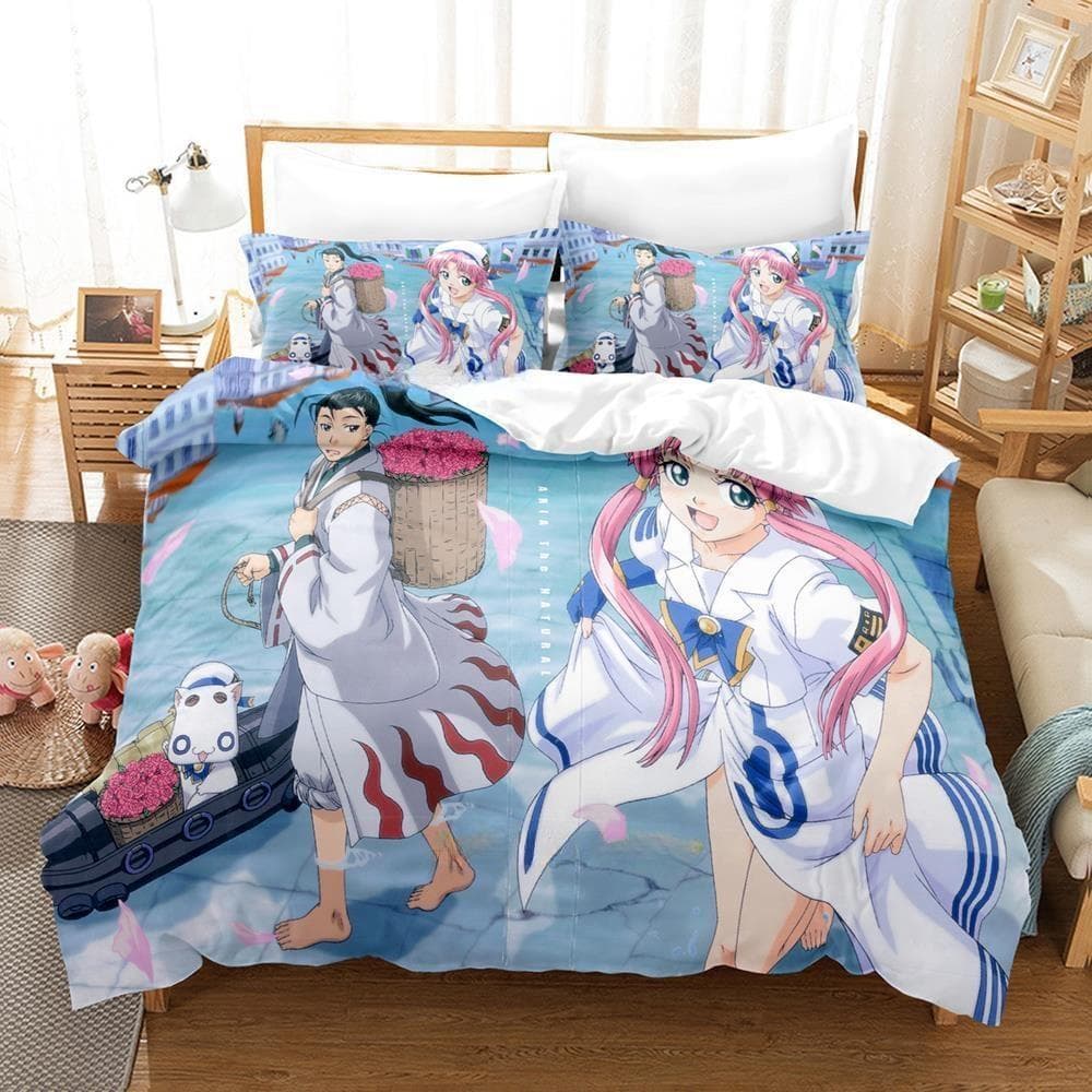 Anime Aria the Animation Bedding Set Duvet Cover Comforter Bed Set Quilt Cover Pillowcase King Queen Twin Size Boys Girls Adult EU Twin 135x200cm