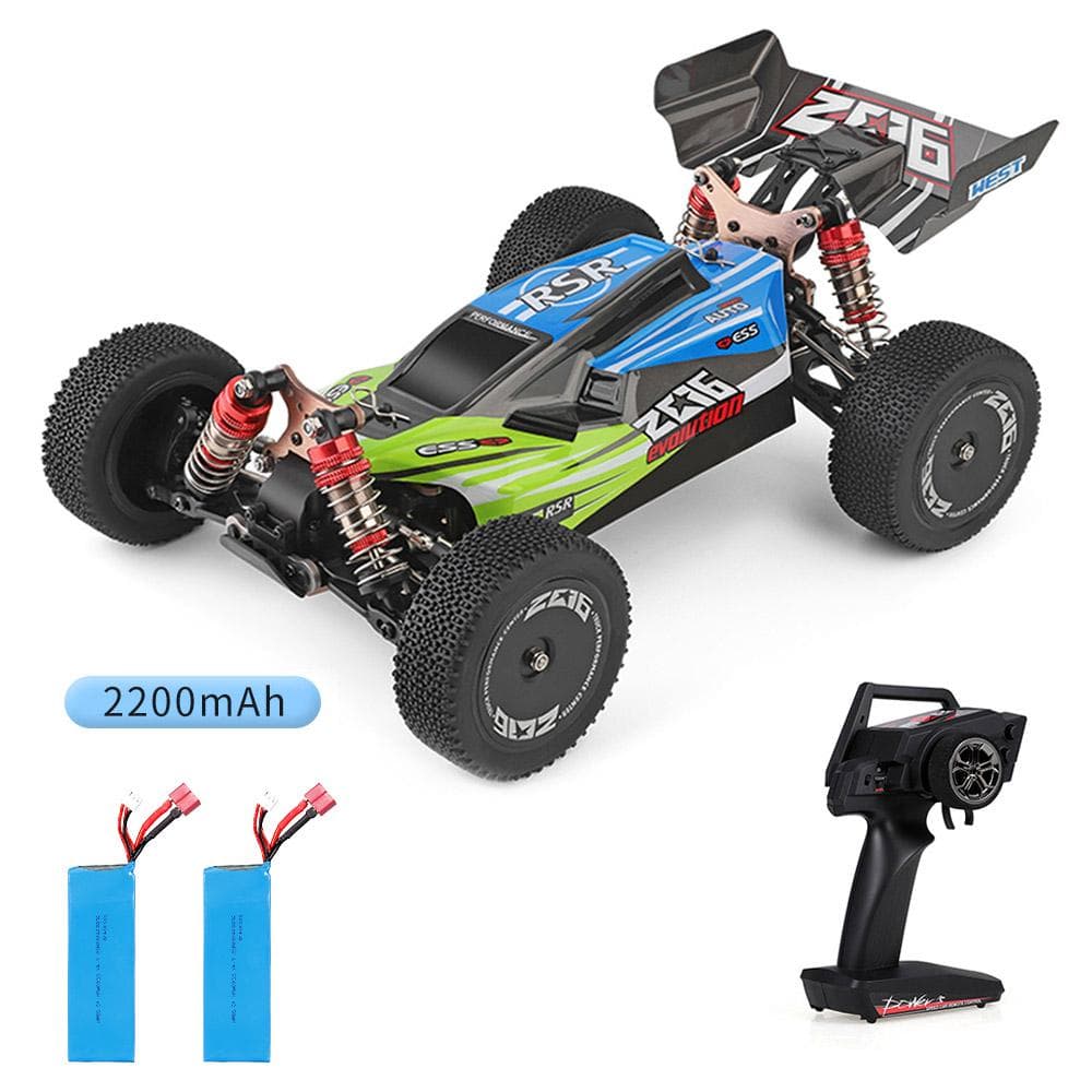Wltoys XKS 144001 1/14 RC Car High Speed Racing Car 2200mAh Battery 60km/h 2.4GHz RC Buggy 4WD 2x2200mAh Battery green