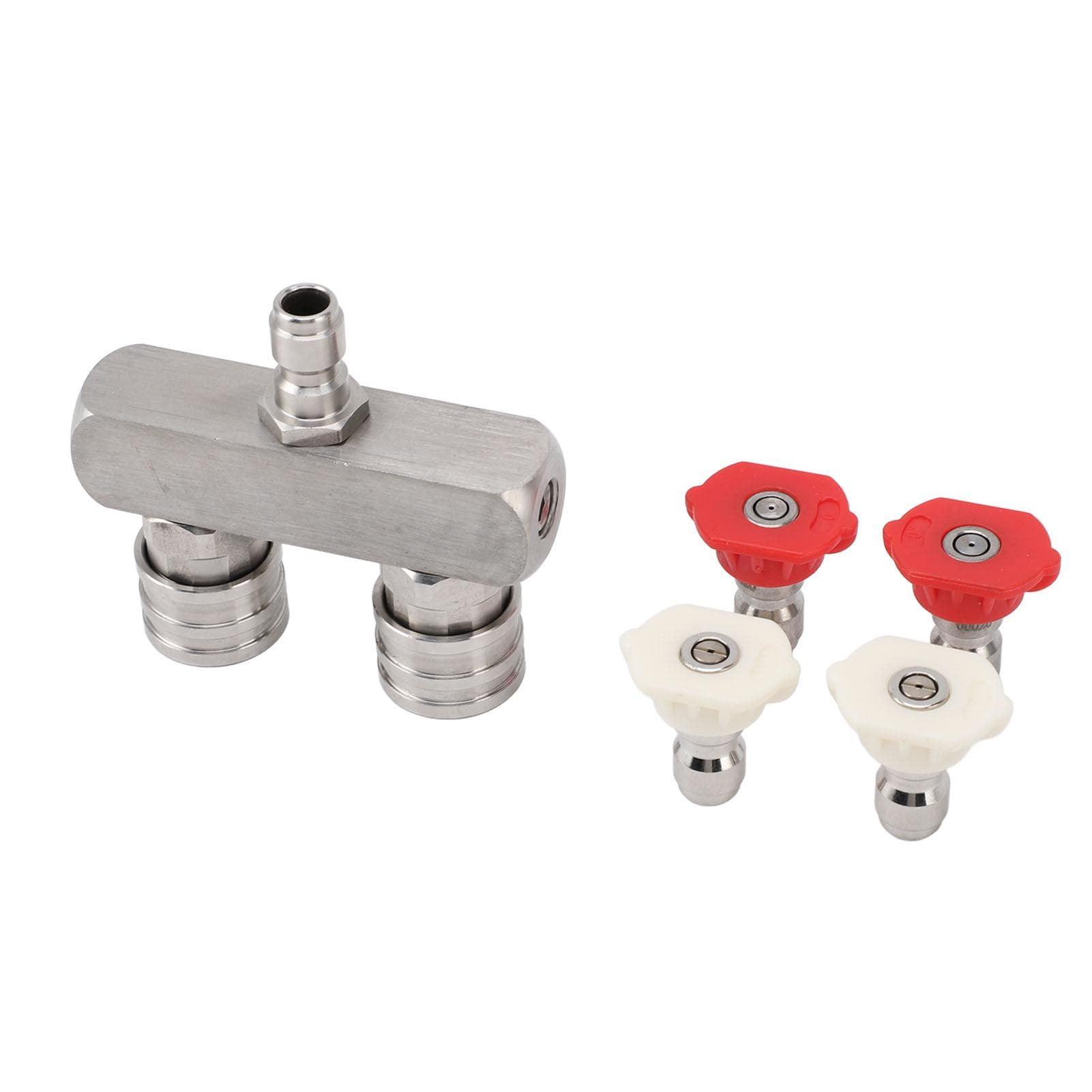 Dual Pressure Washer Nozzle Stainless Steel with 1/4 Quick Connect 2 Color Nozzle 2 in 1 Pressure