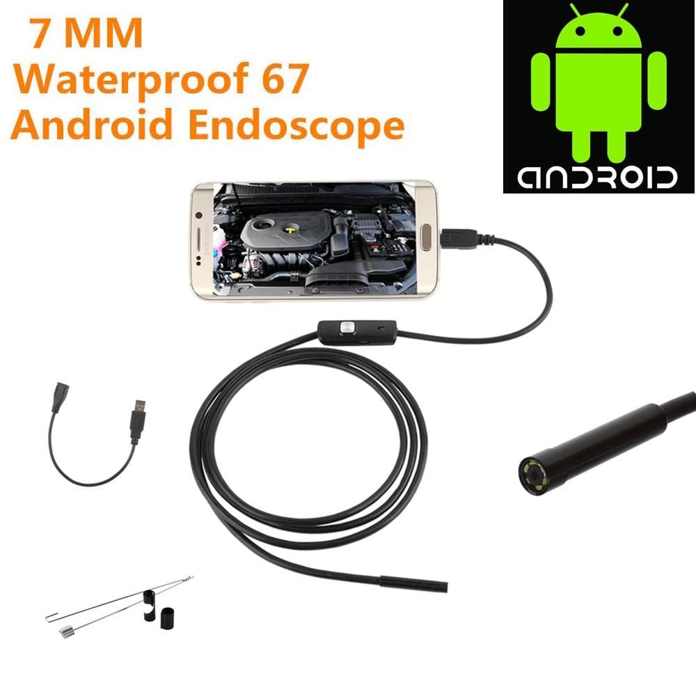 7MM IP67 Waterproof Endoscope Camera 6 LEDs Adjustable USB Android Flexible Inspection Borescope Cameras for Phone PC 3m black