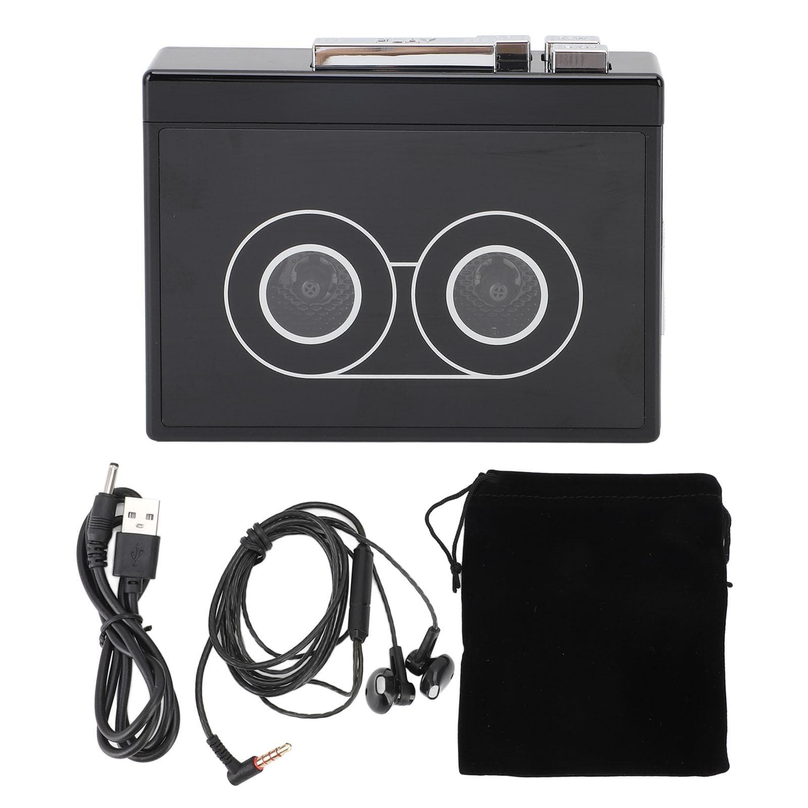 DC5V Stereo Cassette Player with Earphones Bluetooth 5.0 Vintage Auto Reverse USB Cassette to MP3