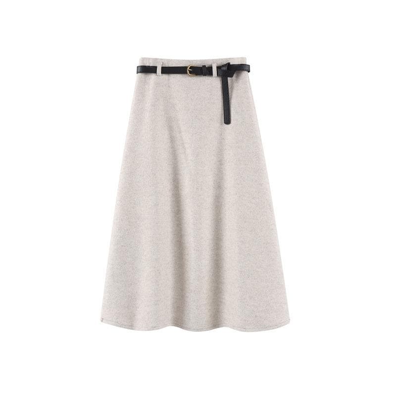 Women's New Winter Style A-line Slim Umbrella Skirt Covering Meat French Black Midi Skirt XL
