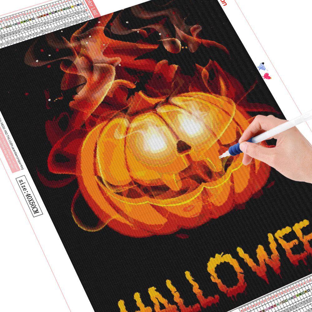 5d Diamond Painting Pumpkin With Round Rhinestones Diamond Embroidery Bead Picture Kits Halloween 20X30CM