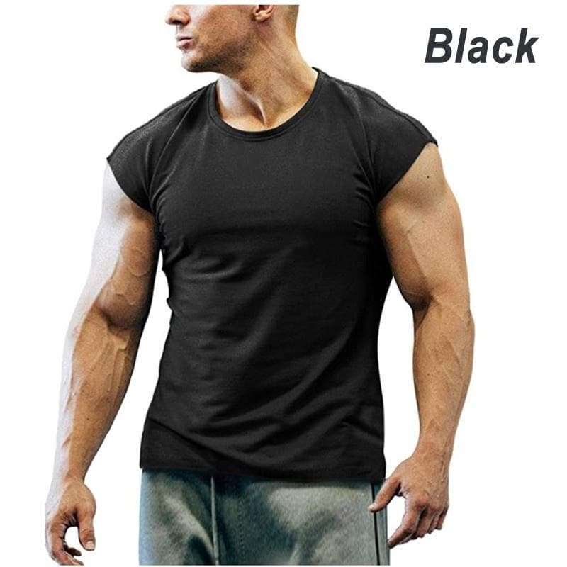 Men's T-Shirts Fashion Short Sleeved Fitness Bodybuilding Shirt For Men Workout Slim Fit Cotton tee tops XXXXL black